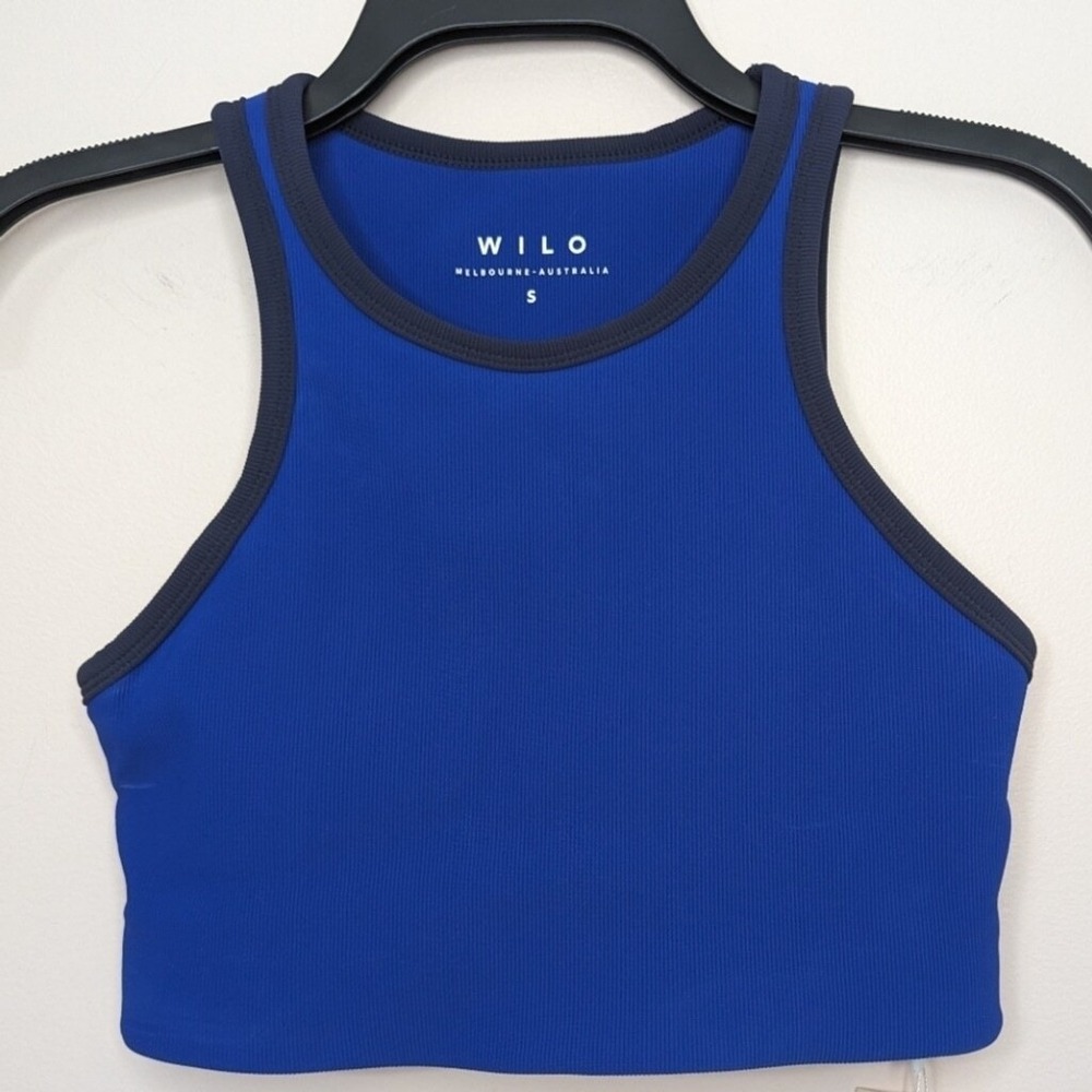 NWT WILO Sports Bra Top Ribbed Padded Blue Women's Size Small New‎